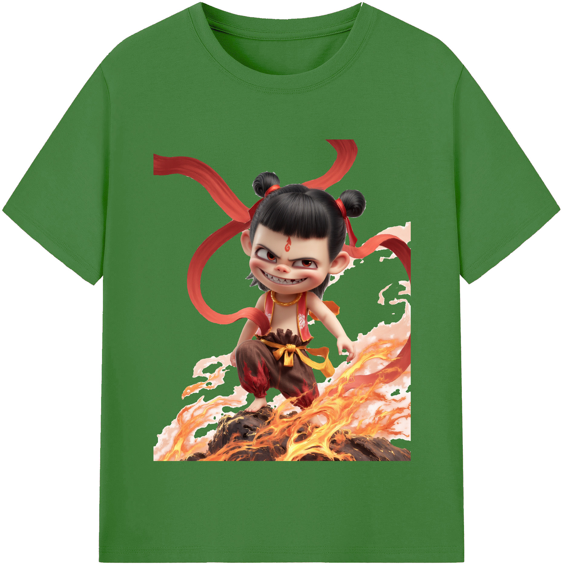 （画像用） Ne Zha 2 ナタ 魔童の大暴れ レディースカジュアルプリントTシャツ（綿100％）
